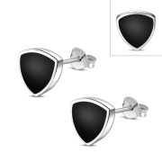 Black Onyx Reuleaux Triangle Silver Earrings, e390st